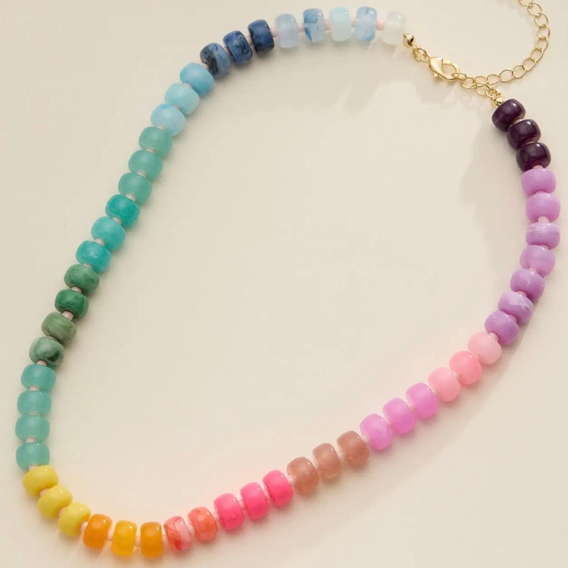 Necklace | Gradient Color Round Disc Beaded