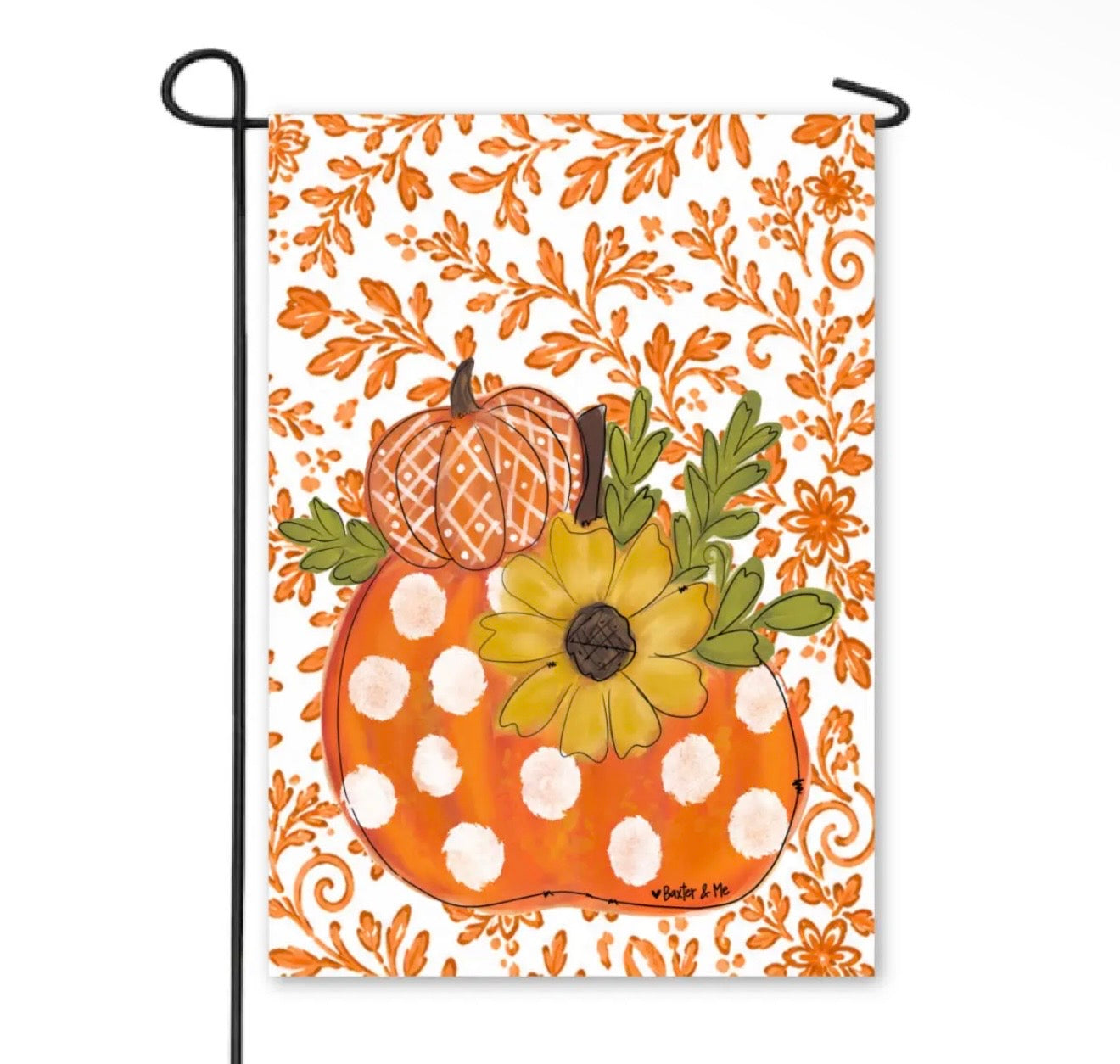 Personalized Garden Flag | Orange Chinoiserie