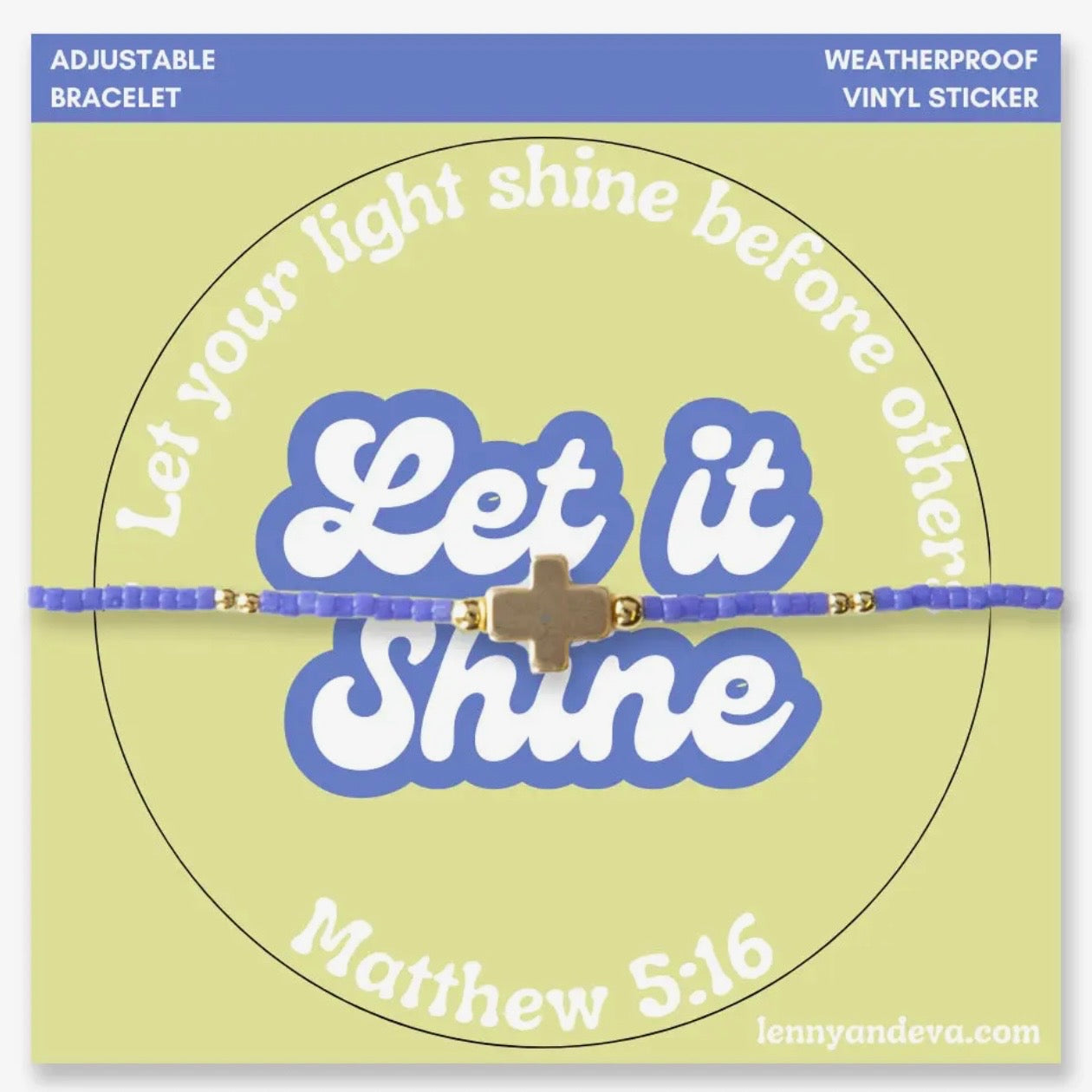 Cross Bracelet + Sticker | Let It Shine Matthew 5:16