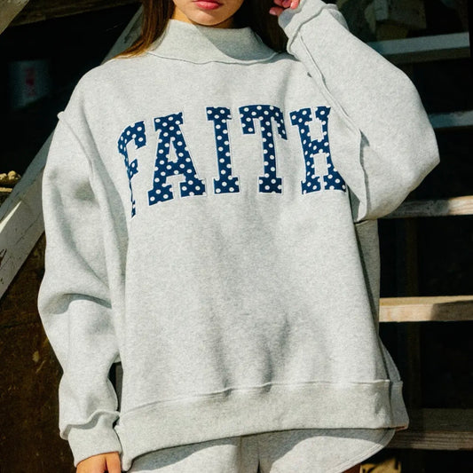 Mock Neck Sweatshirt | Polka Dot Faith