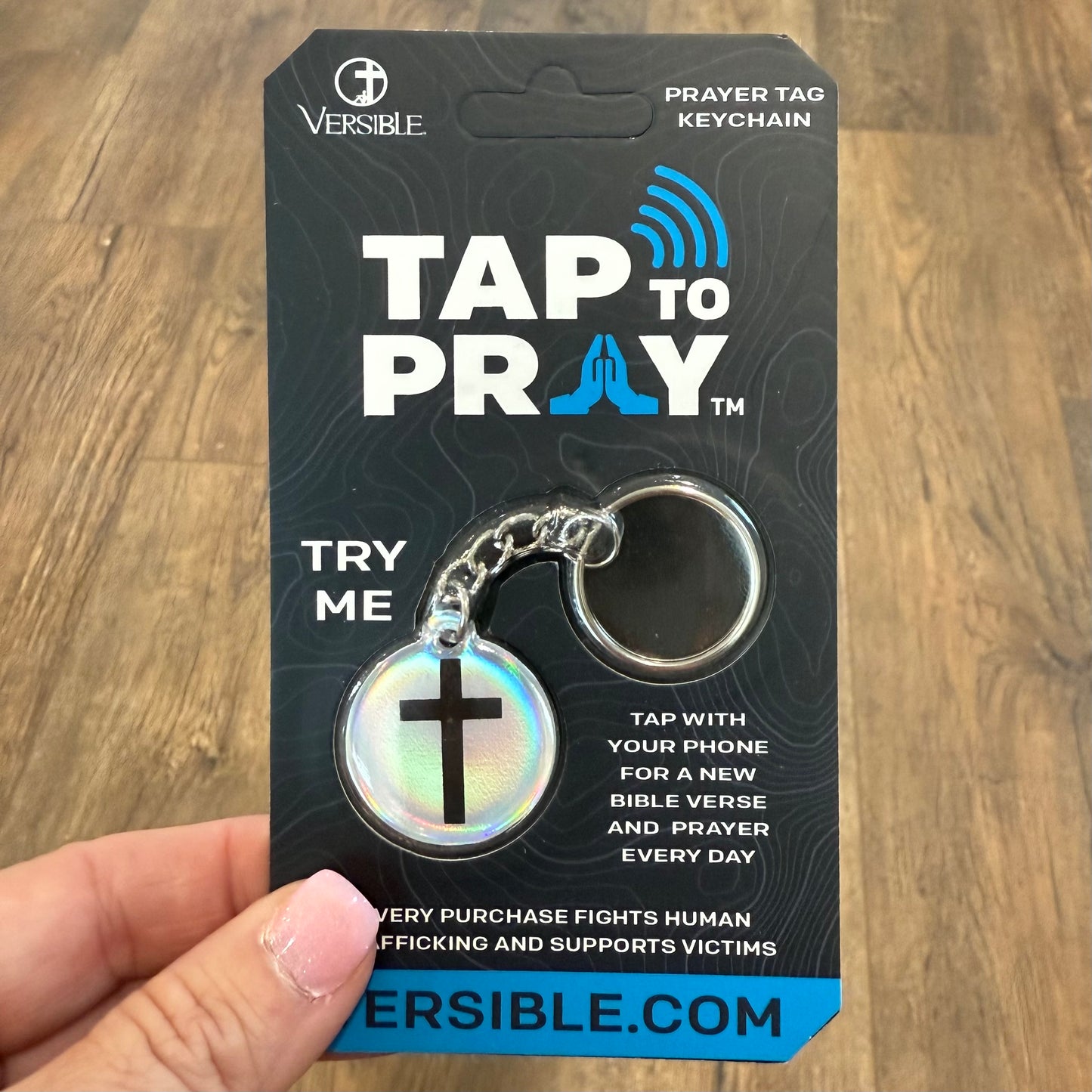 Tap To Pray Keychain | Crystal + Cross