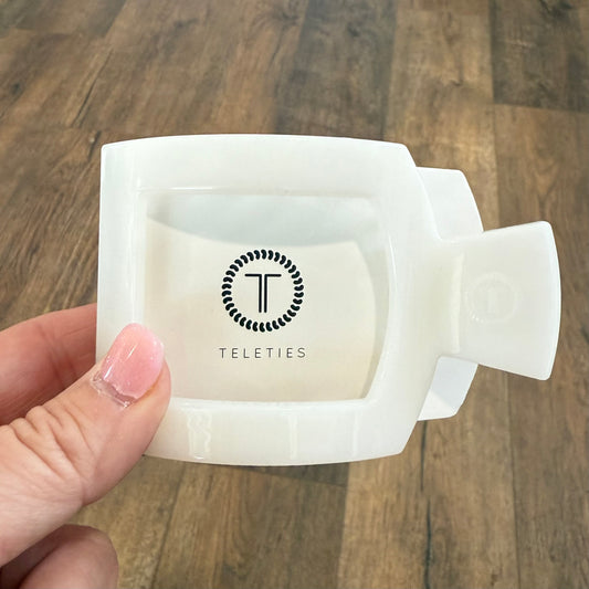 Teleties Square Flat Clip | Medium | Coconut White