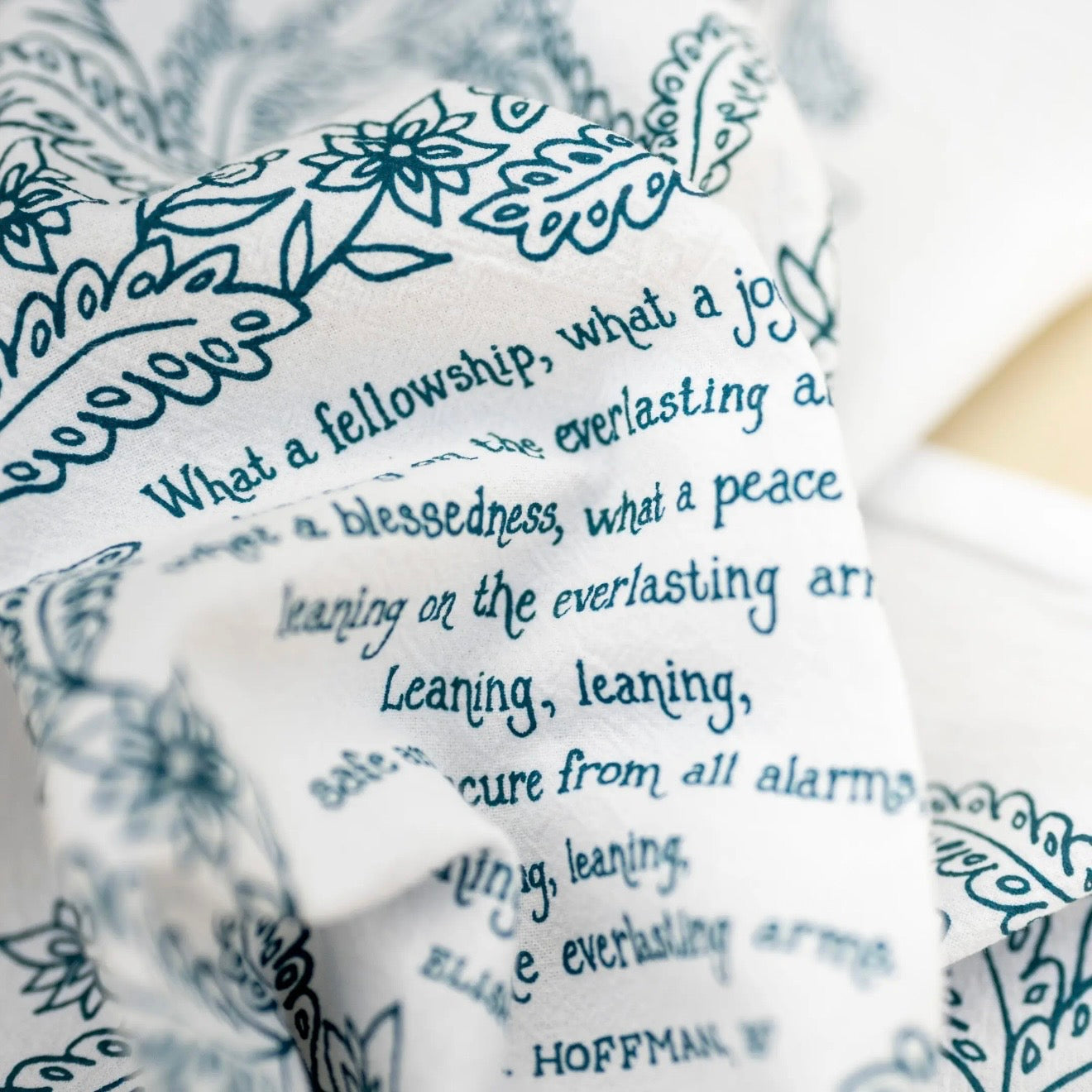 Hymn Tea Towel | Leaning On The Everlasting Arms