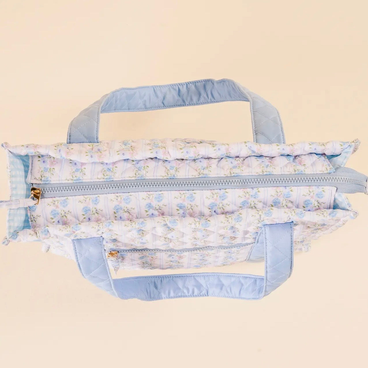 Quilted Tote Bag | Petal Parade Blue
