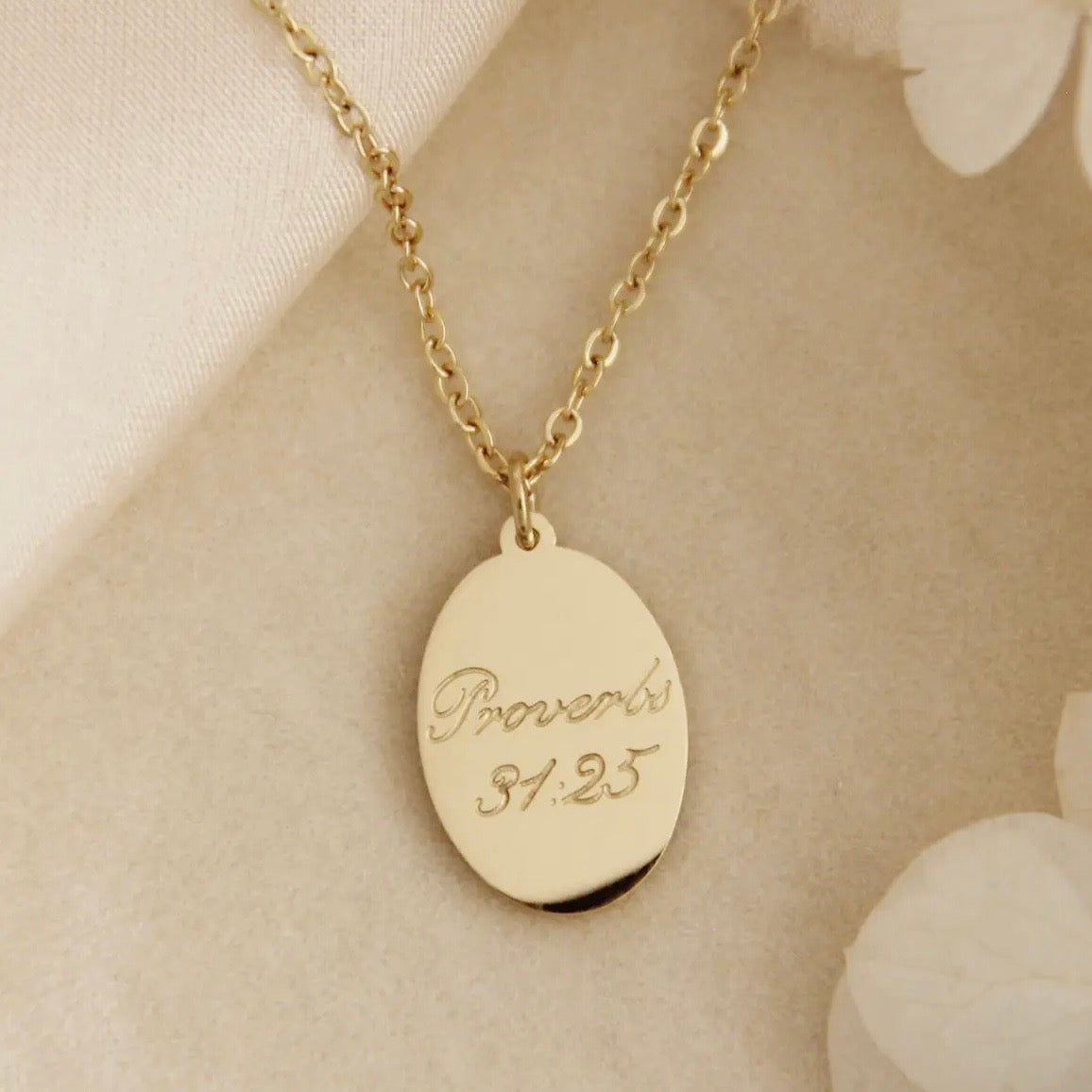LoveStory Necklace | Strength and Dignity Are Her Clothing Proverb 31:25