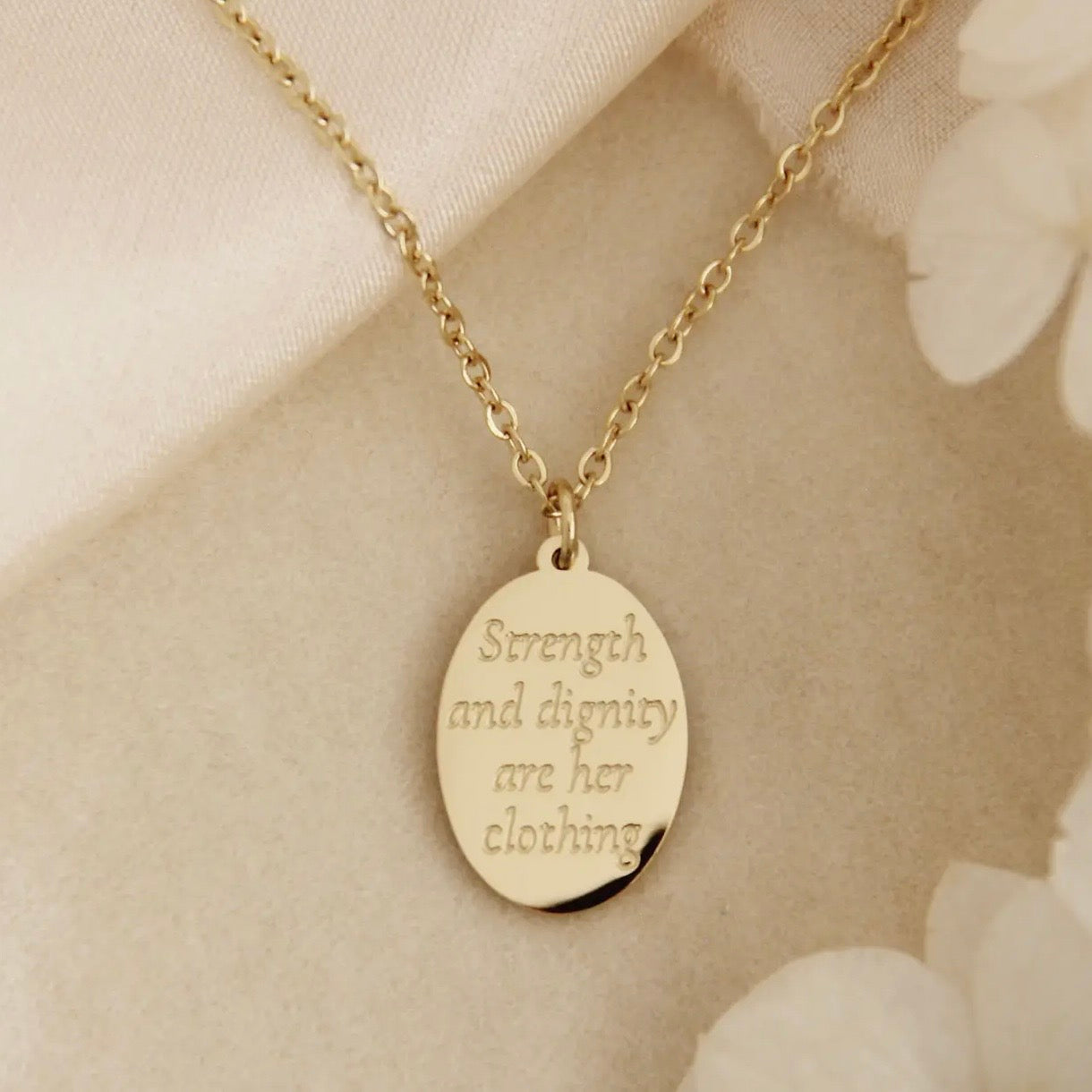 LoveStory Necklace | Strength and Dignity Are Her Clothing Proverb 31:25