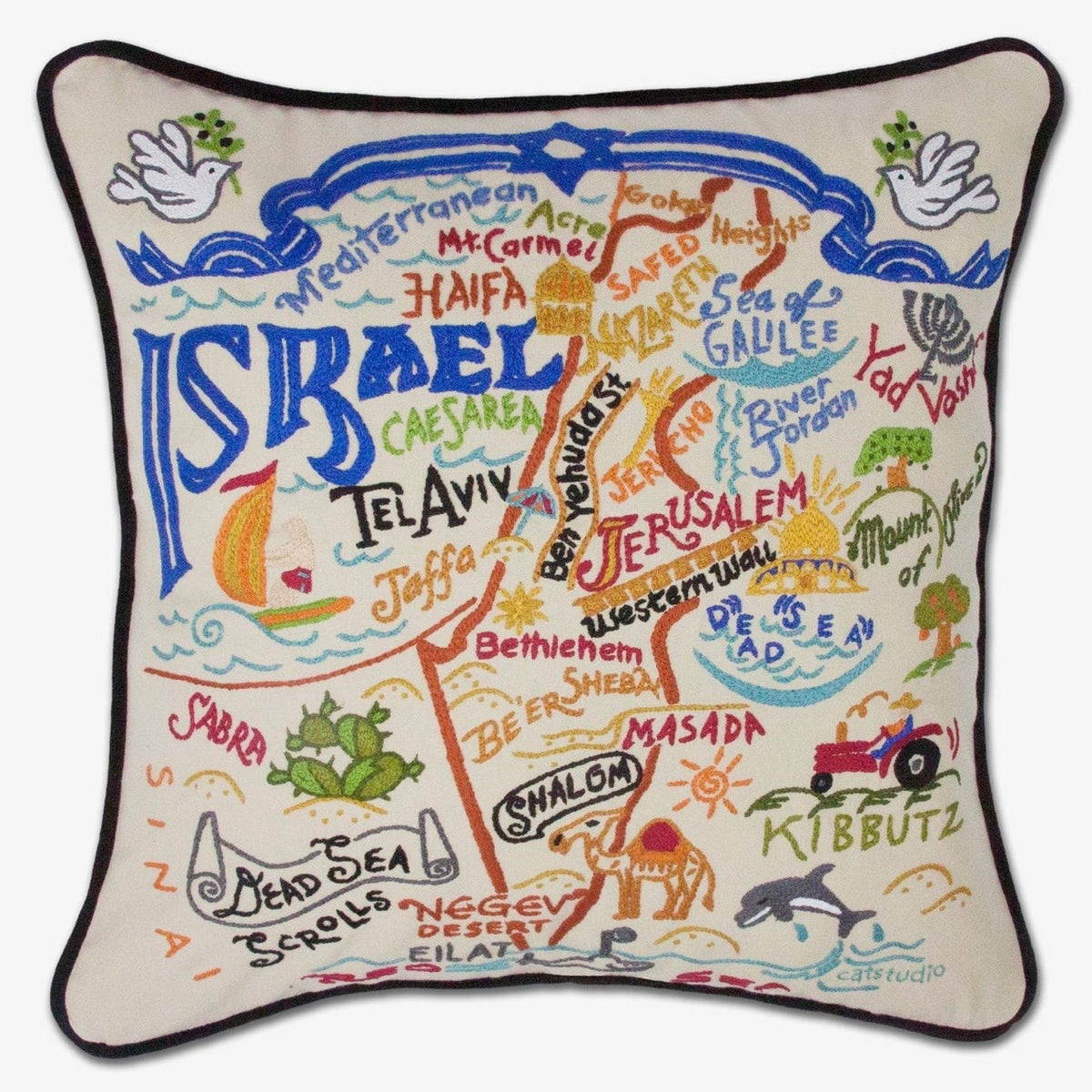 Israel Hand-Embroidered Pillow