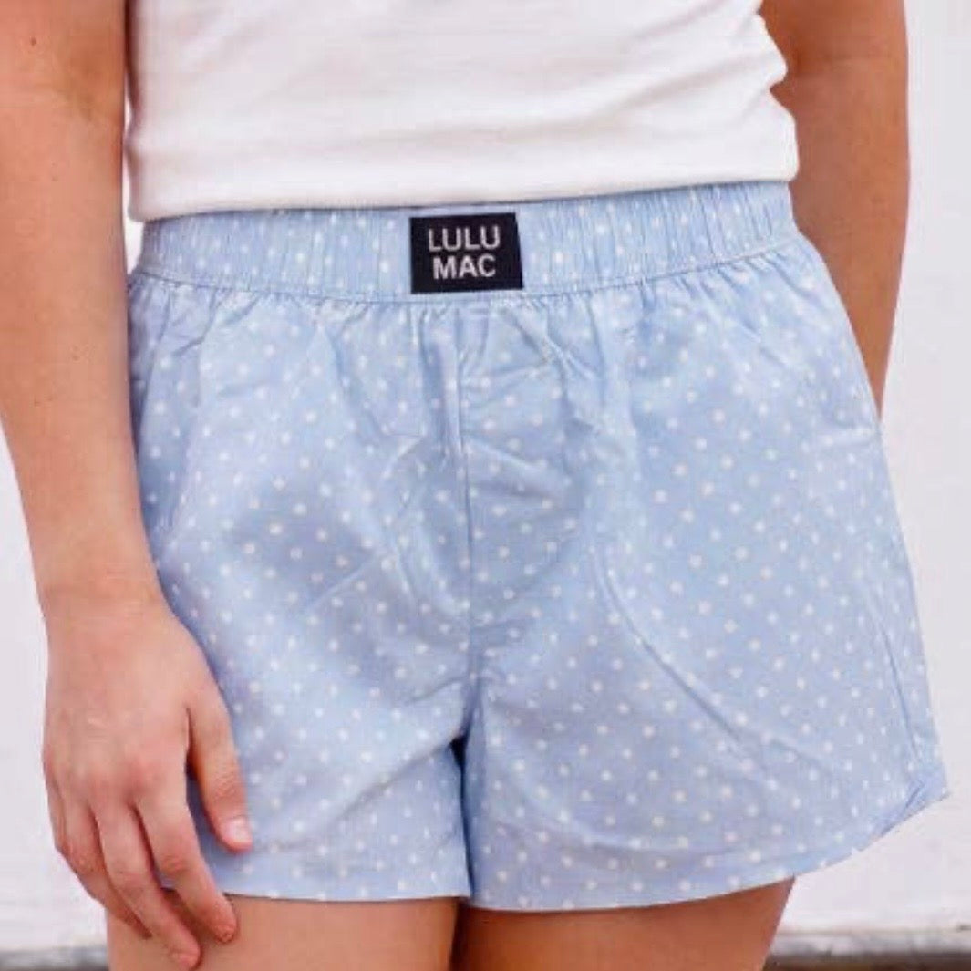 Lulu Mac Boxers | Light Blue Dot