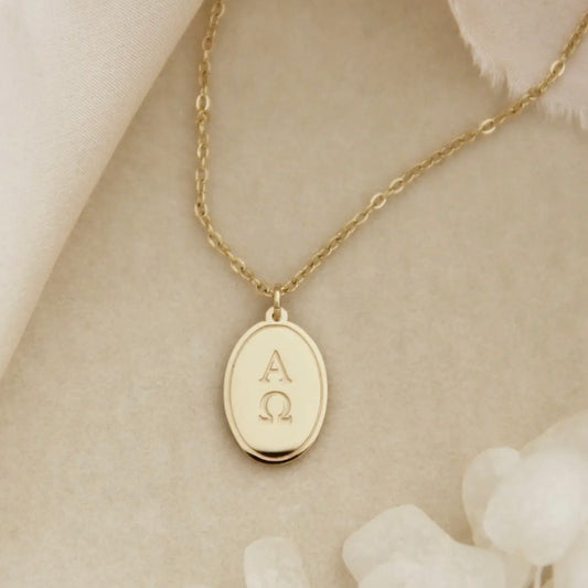 LoveStory Necklace | Alpha and Omega Symbol Revelation 1:8