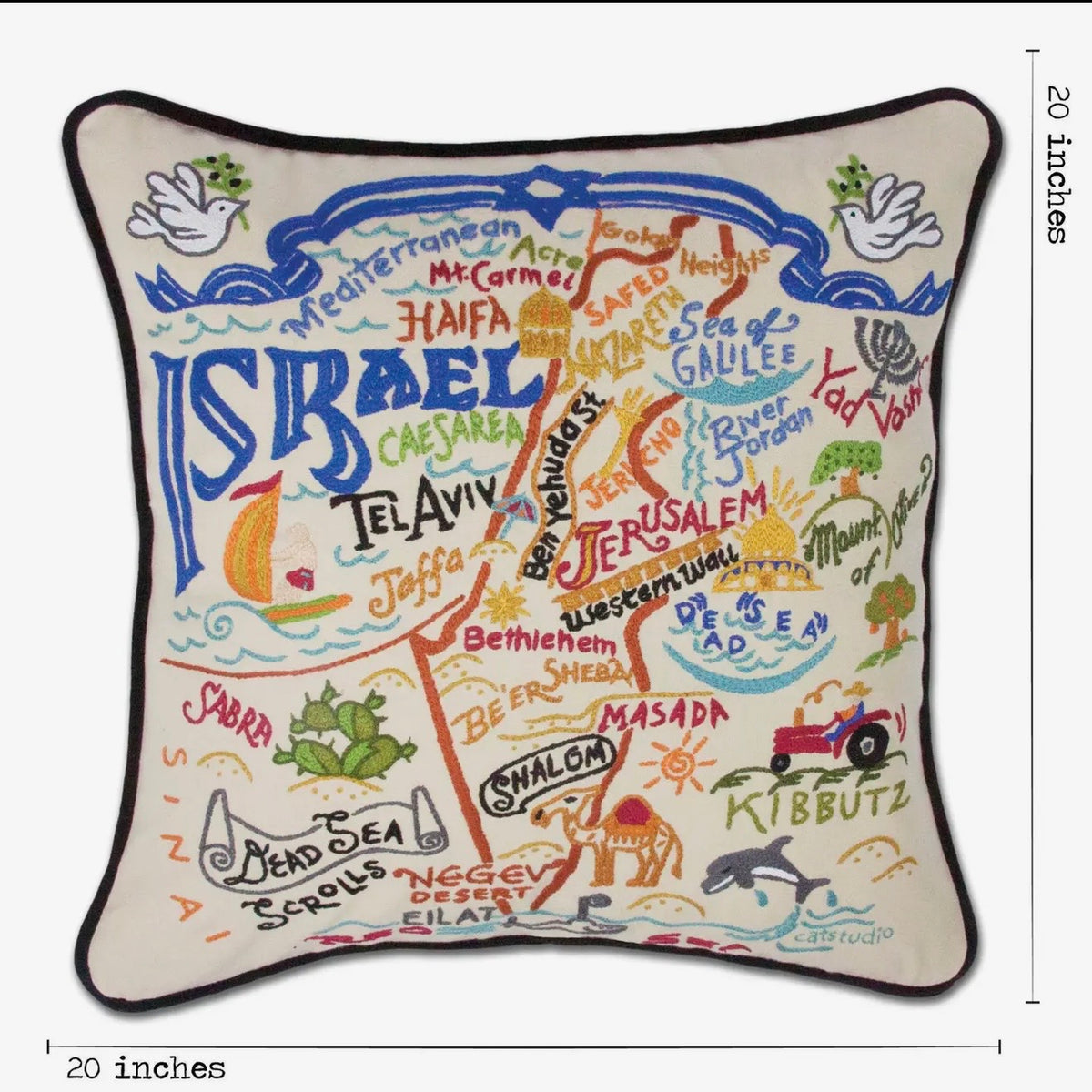 Israel Hand-Embroidered Pillow