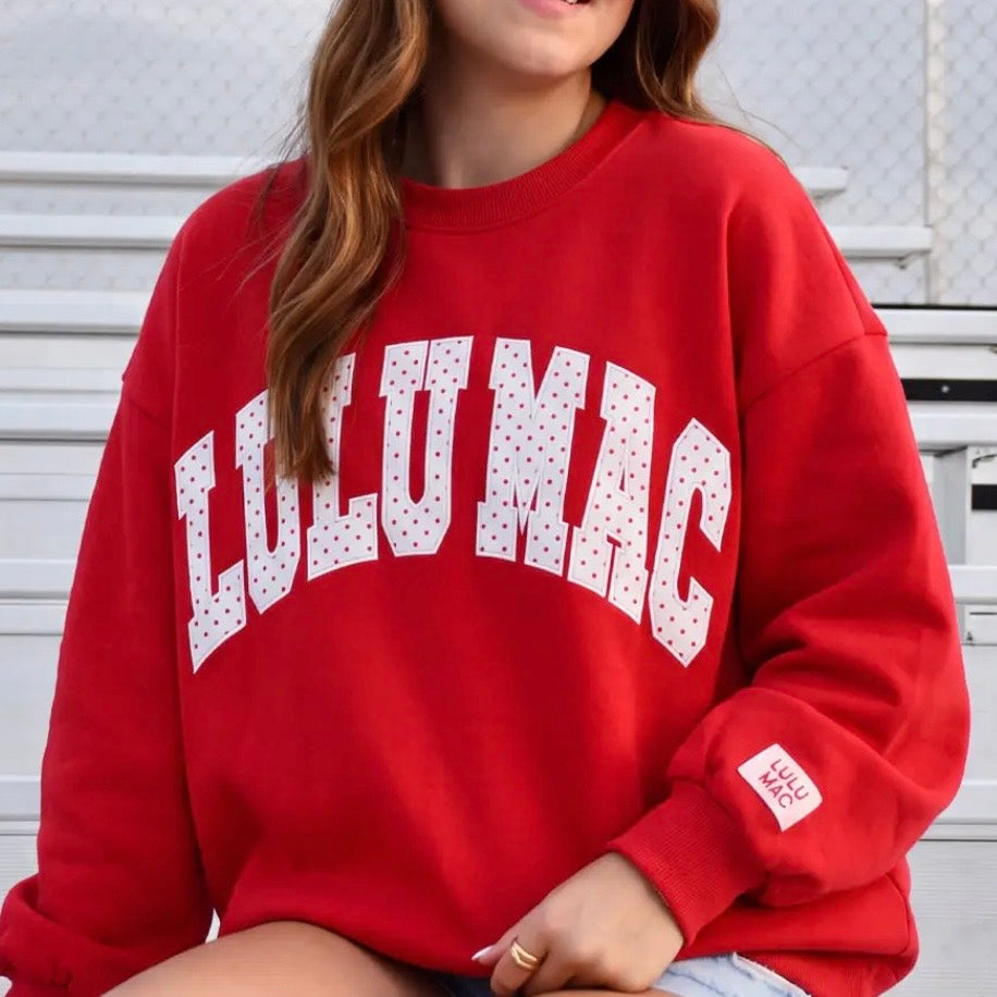 Lulu Mac Sweatshirt | Red & White Polka Dot
