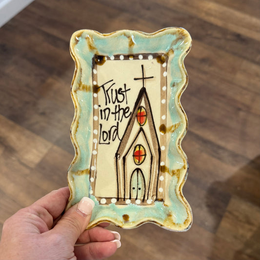 Ceramic Trust in the Lord Trinket Dish
