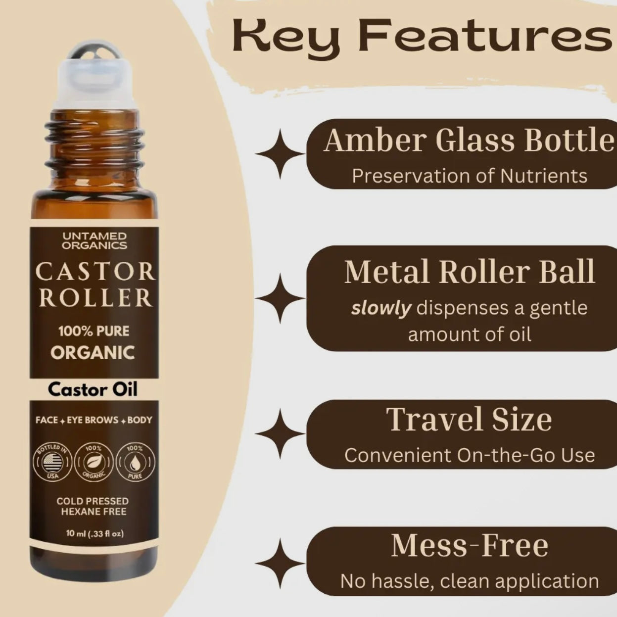 Organic Cold-Pressed Castor Oil Roller