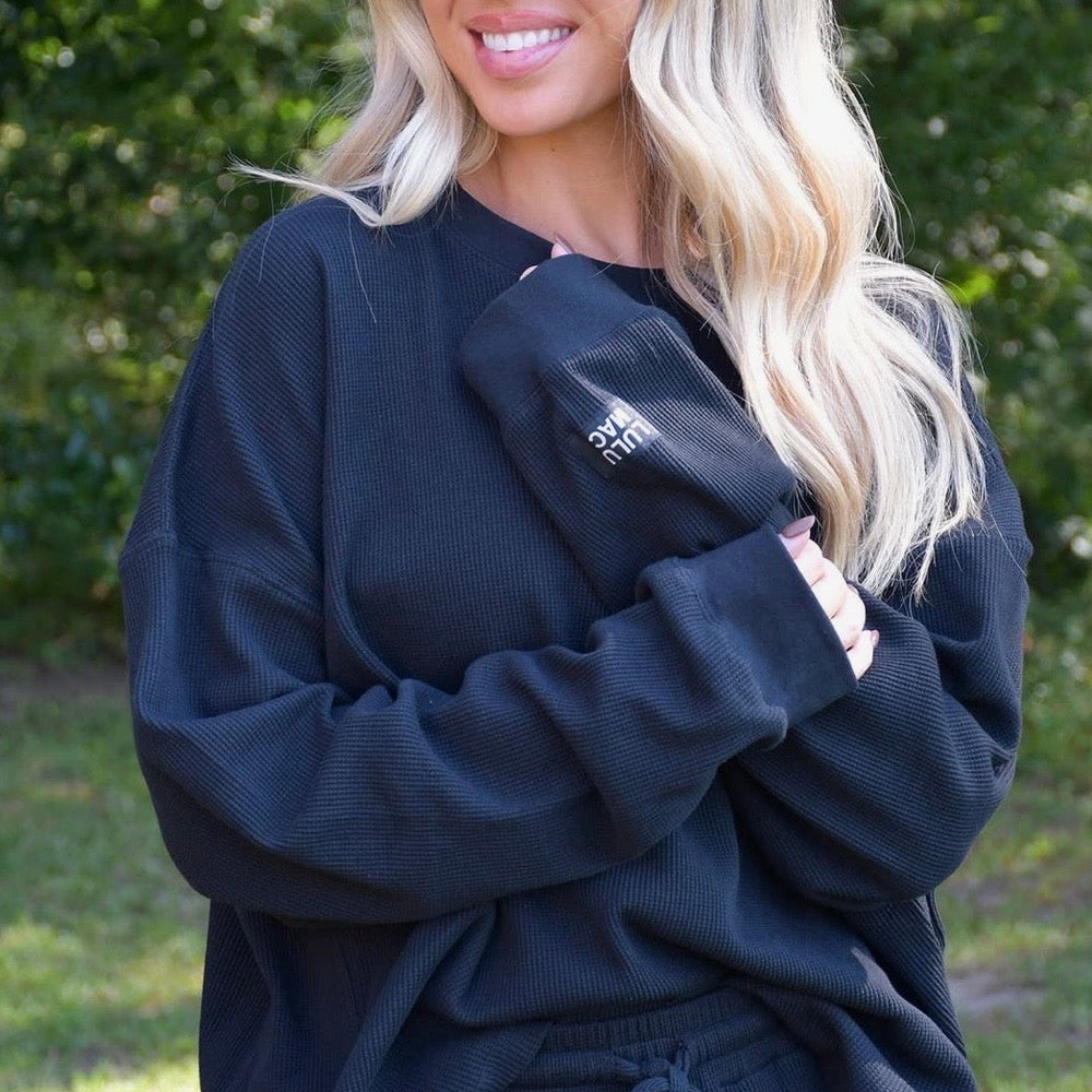 Lulu Mac Waffle Top | Black