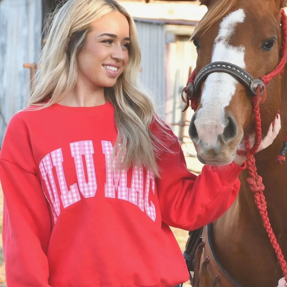 Lulu Mac Sweatshirt | Red & Pink Gingham