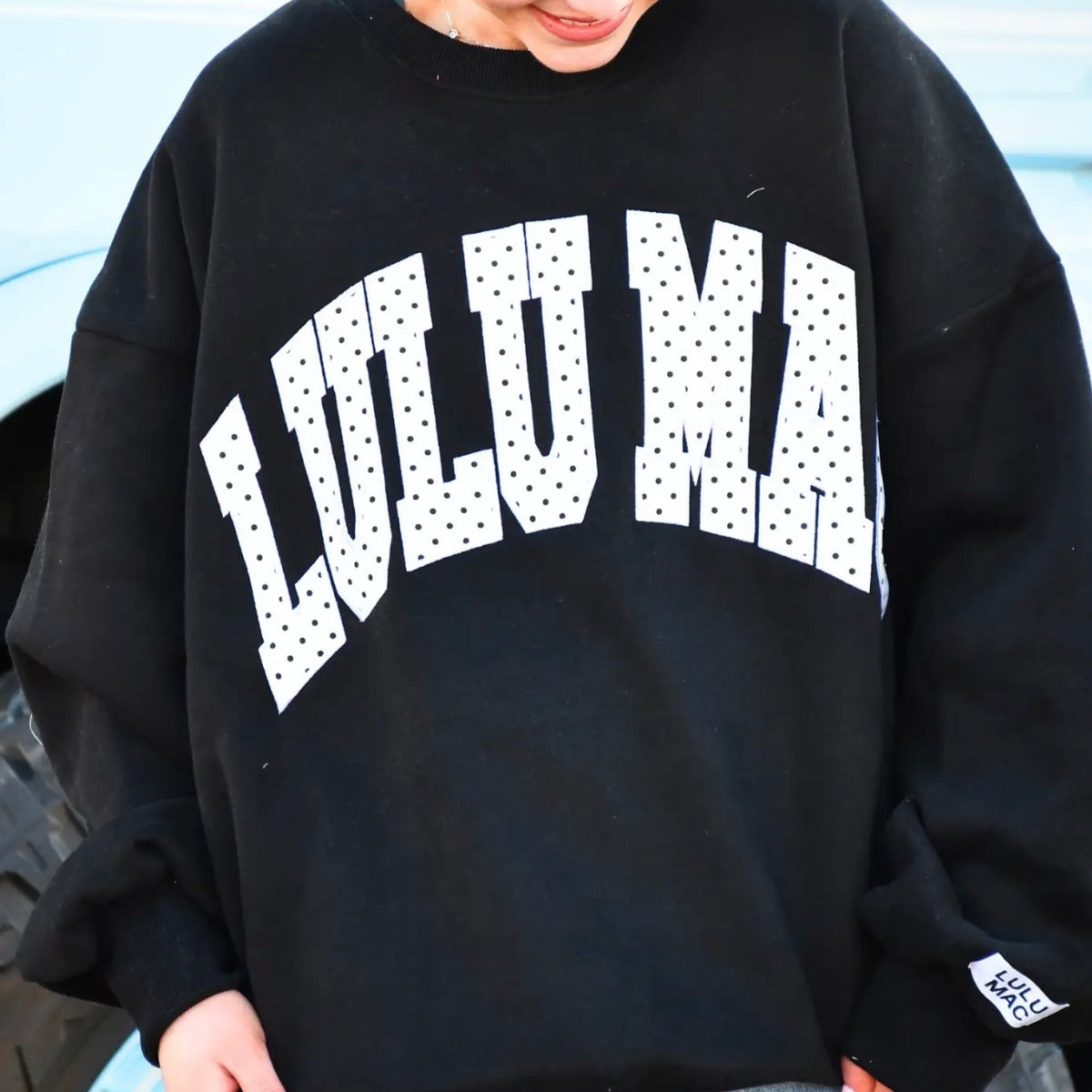 Lulu Mac Sweatshirt | Black & White Polka Dot