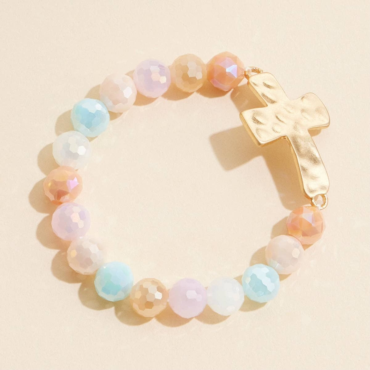 Glass Beaded Cross Bracelet | Multi