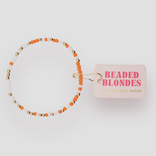 Bracelet - Orange & White Game Day Sprinkle | 6.75 inch