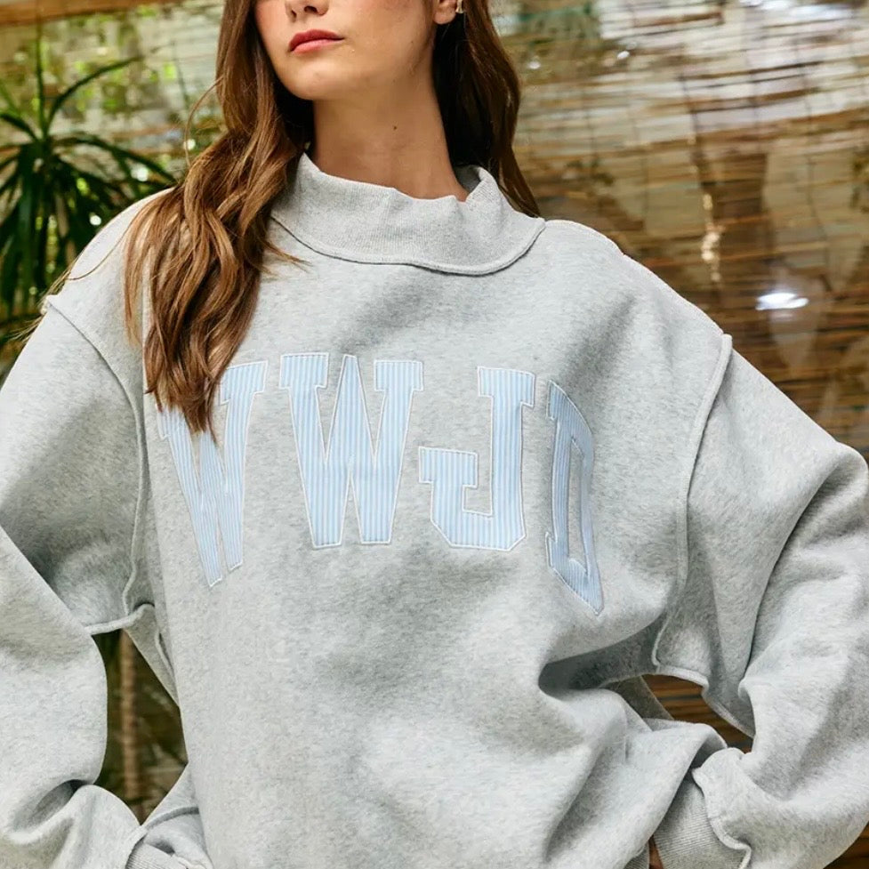 Mock Neck Sweatshirt | Gray WWJD