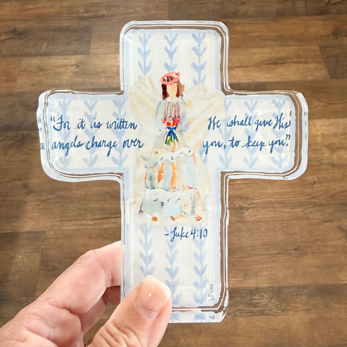 Acrylic Scripture Cross | Angels To Watch Over Us