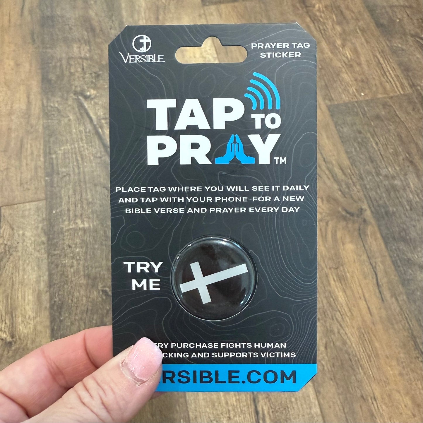 Tap To Pray Sticker | Black + Cross