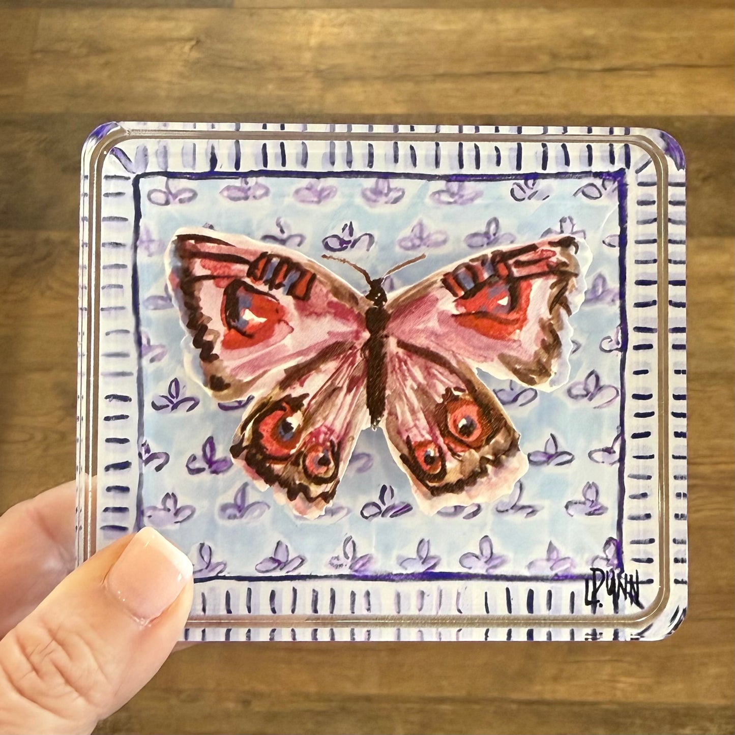 Acrylic Shelf Sitter | Purple Butterfly Fleur De Lis