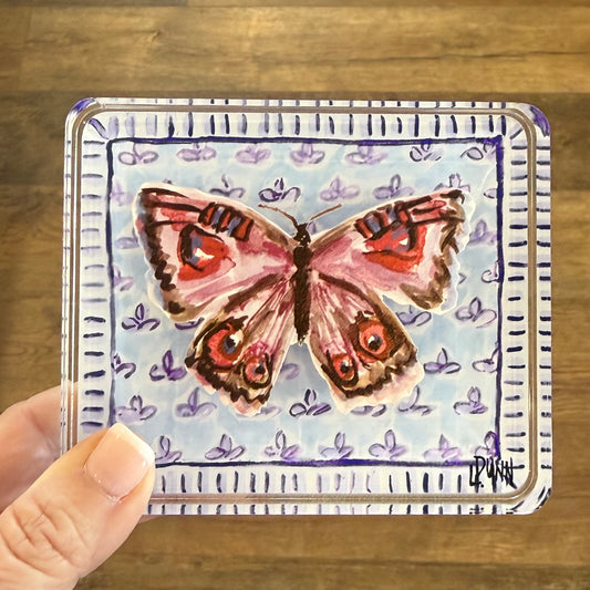 Acrylic Shelf Sitter | Purple Butterfly Fleur De Lis
