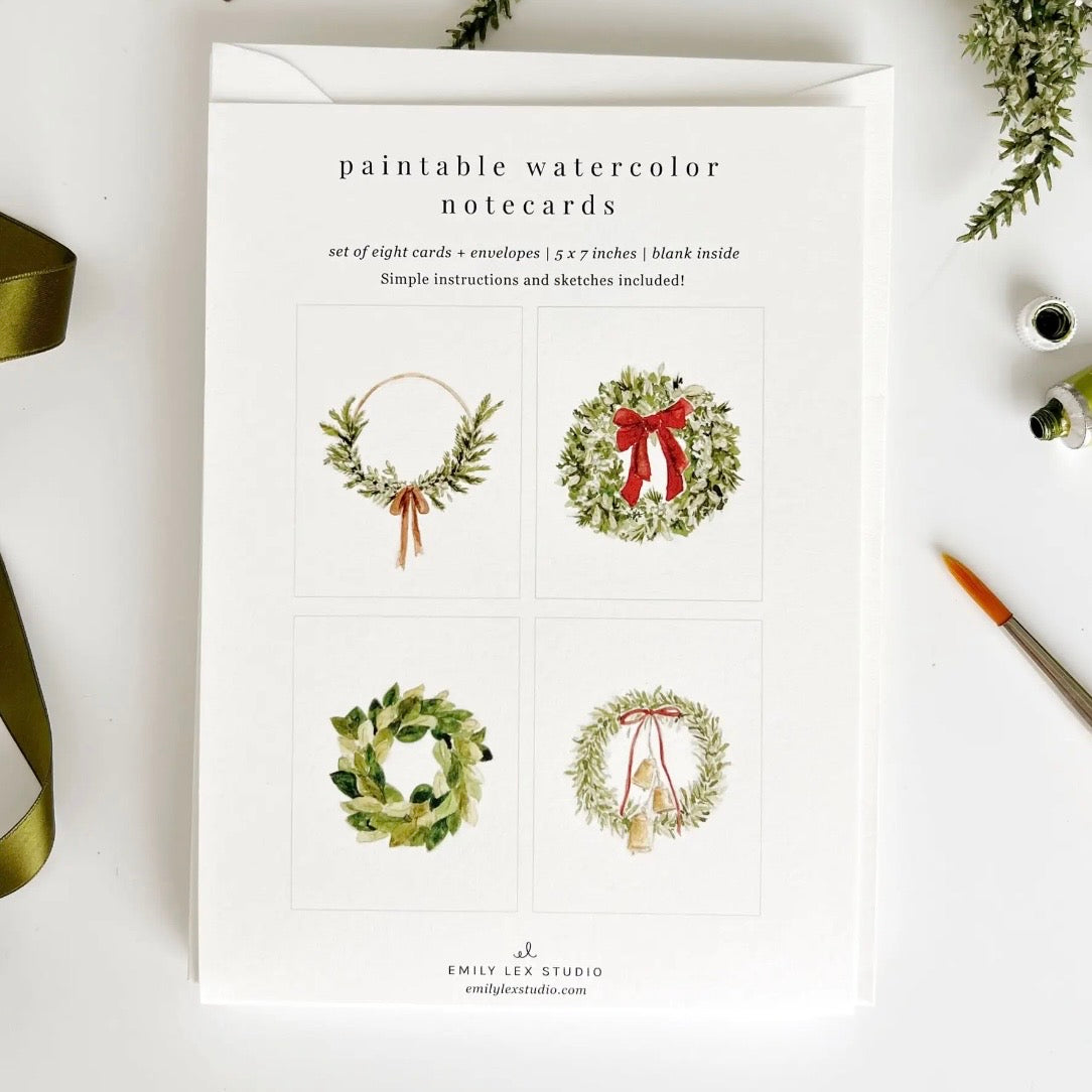 Paintable Watercolor
Notecard Set
 | Wreaths