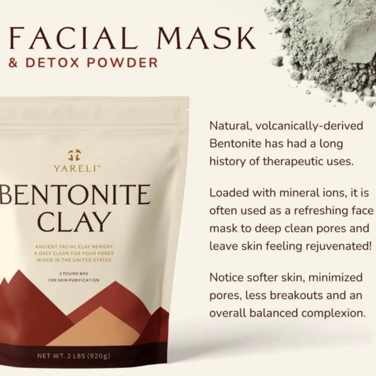 Bentonite Volcanic Clay Face Mask & Detox Mineral Bath