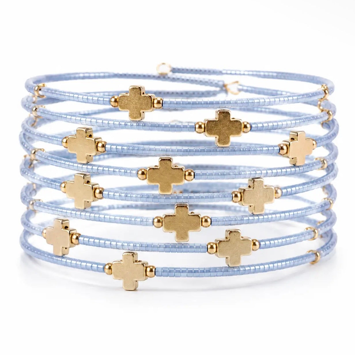 Matte Gold Crosses Beaded Bangle | Assorted