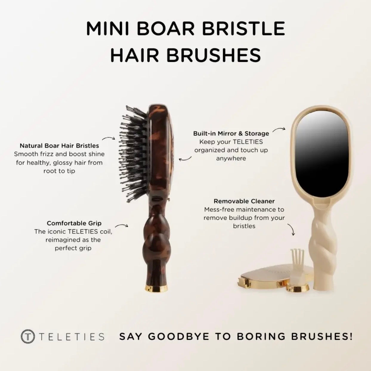 Mini Boar Bristle Hair Brush