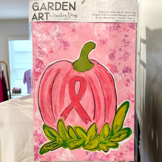 Garden Flag | Pink Ribbon Pumpkin