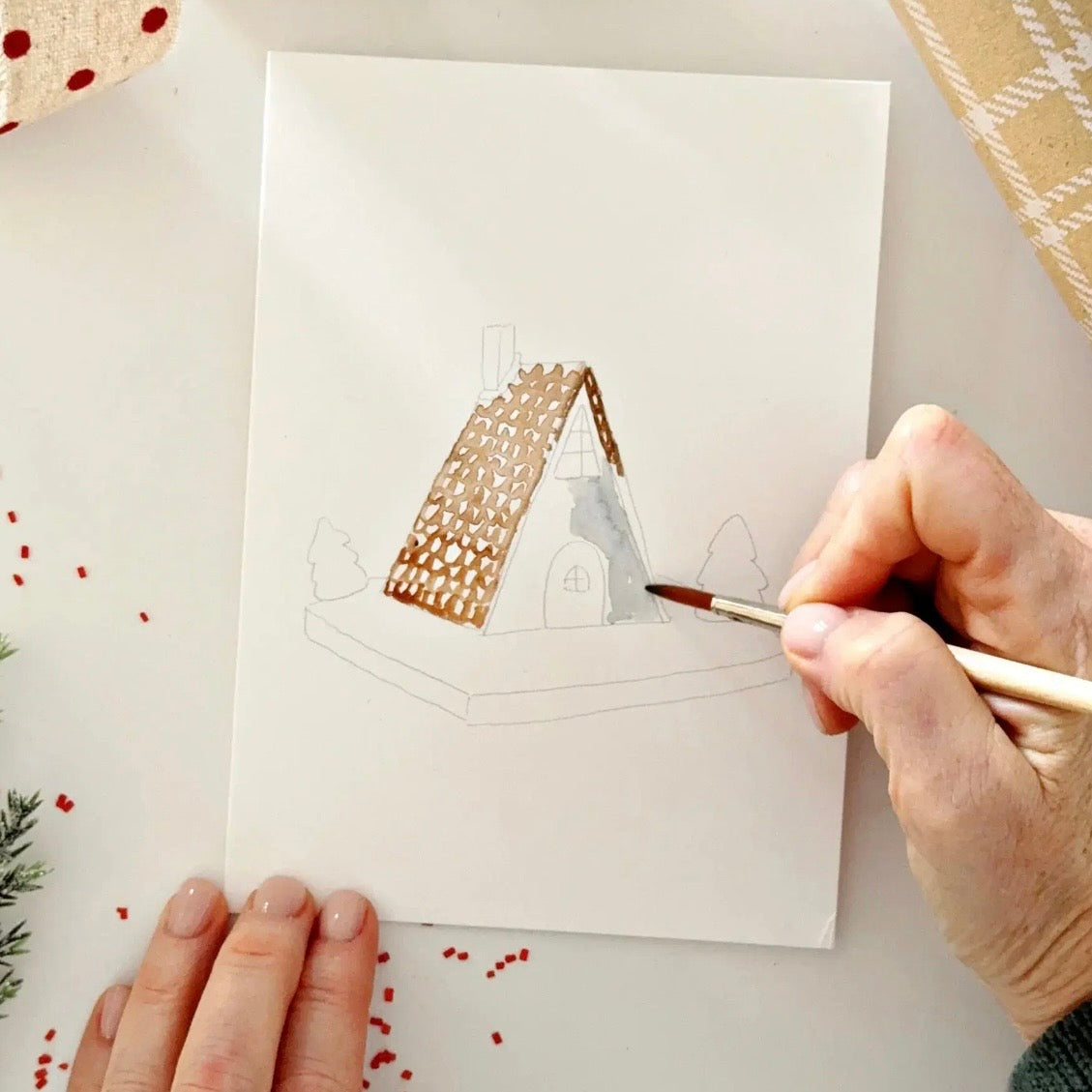 Paintable Watercolor
Notecard Set
 | Gingerbread