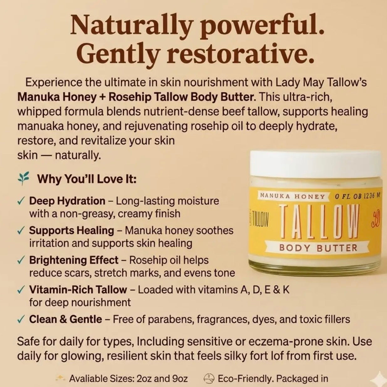 Tallow | Whipped Manuka Honey 9oz