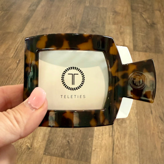Teleties Square Flat Clip | Medium | Tortoise