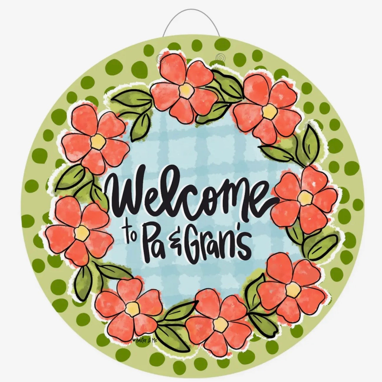 Personalized Door Hanger | Coral Floral