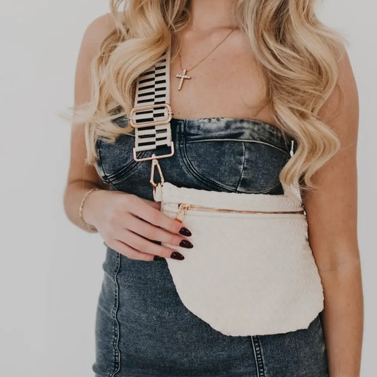 Crossbody Woven Bum Bag | Cream