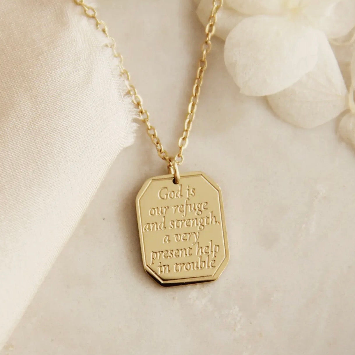 LoveStory Necklace | God Is Our Refuge and Strength Psalm 46:1