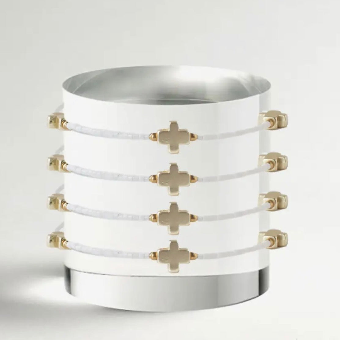 Matte Gold Crosses Beaded Bangle | Assorted