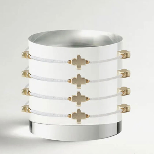 Matte Gold Crosses Beaded Bangle | Assorted