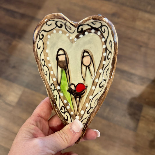 Ceramic Nativity Heart Trinket Dish