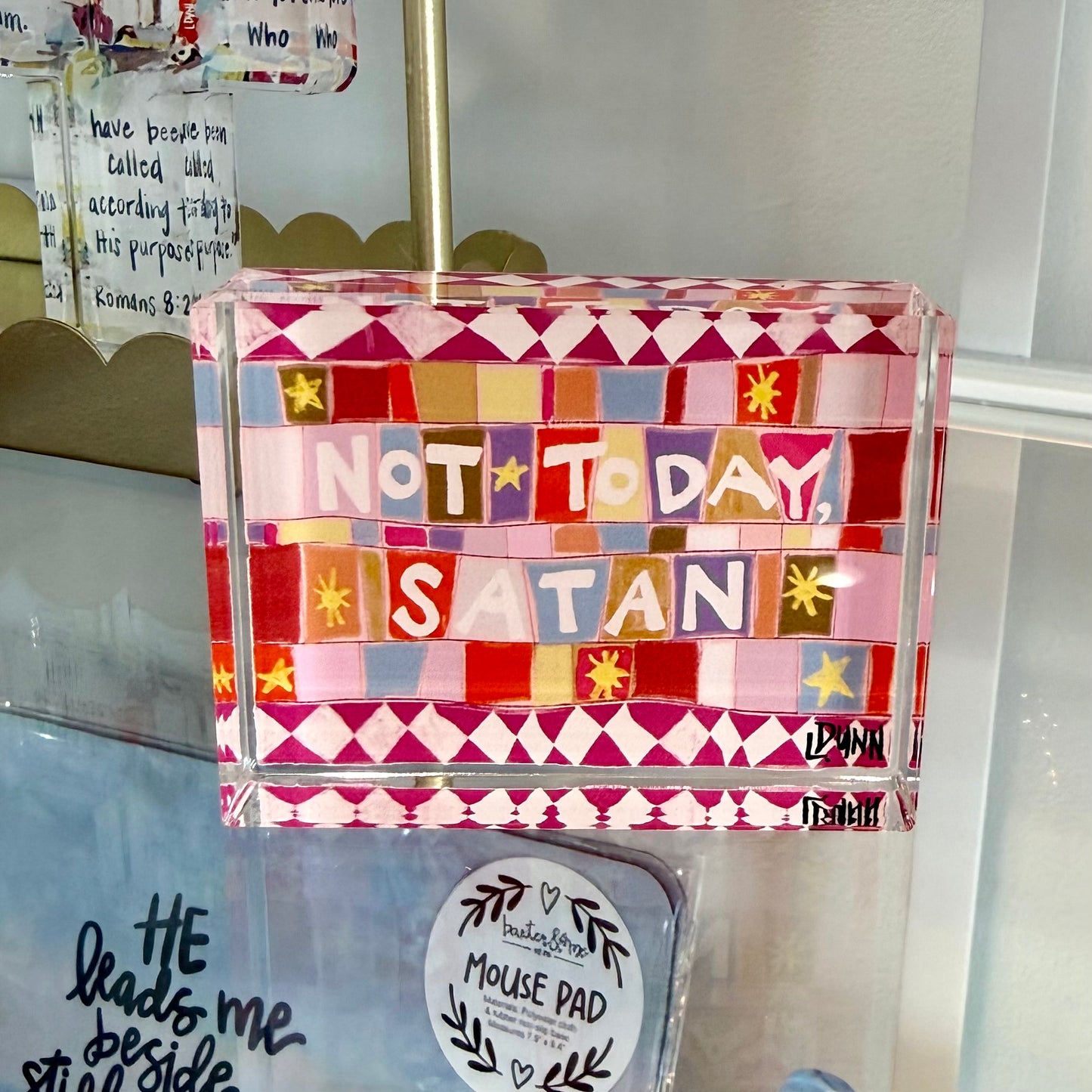 Acrylic Shelf Sitter | Not Today Satan