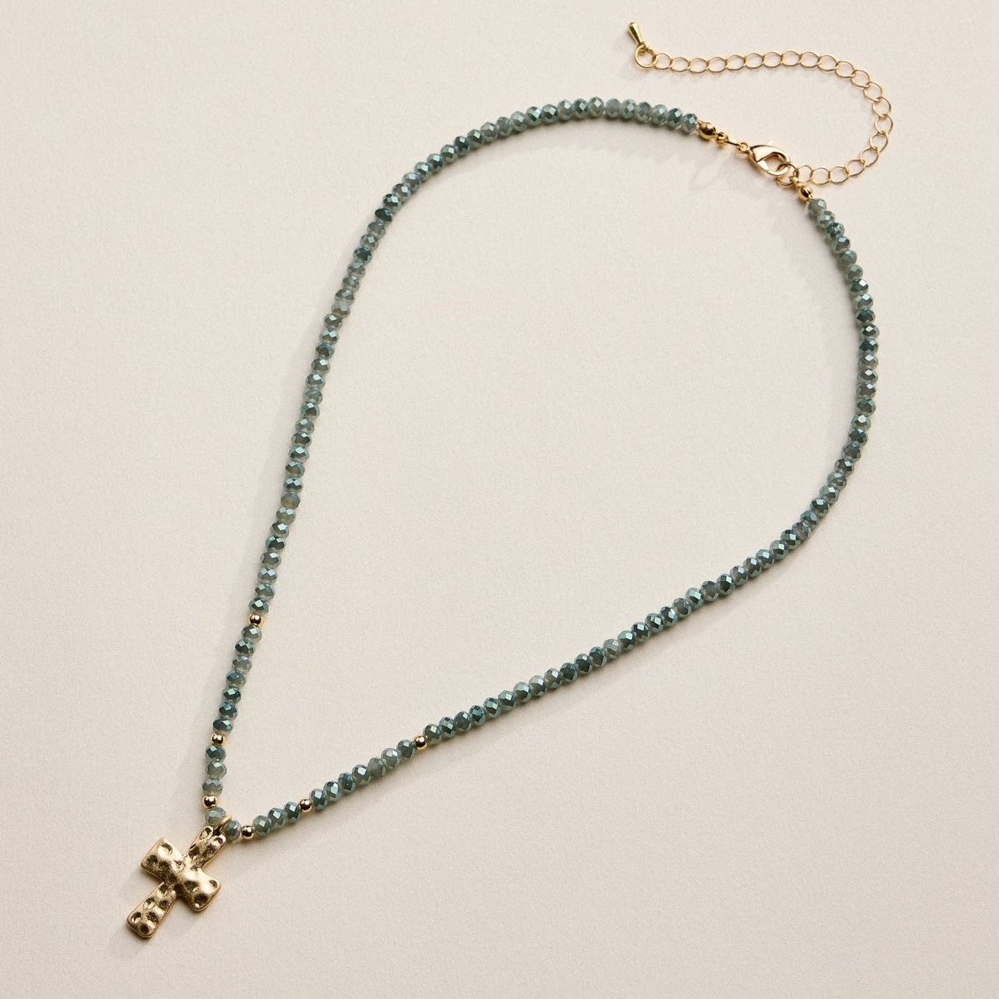 Hammered Cross Necklace | Gray