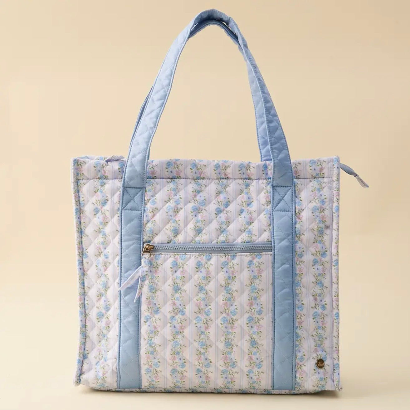 Quilted Tote Bag | Petal Parade Blue