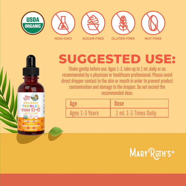 Mary Ruth’s Toddler Vitamin D3+K2 Liquid Drops