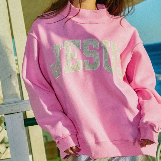Mock Neck Sweatshirt | Bubblegum Camo Jesus