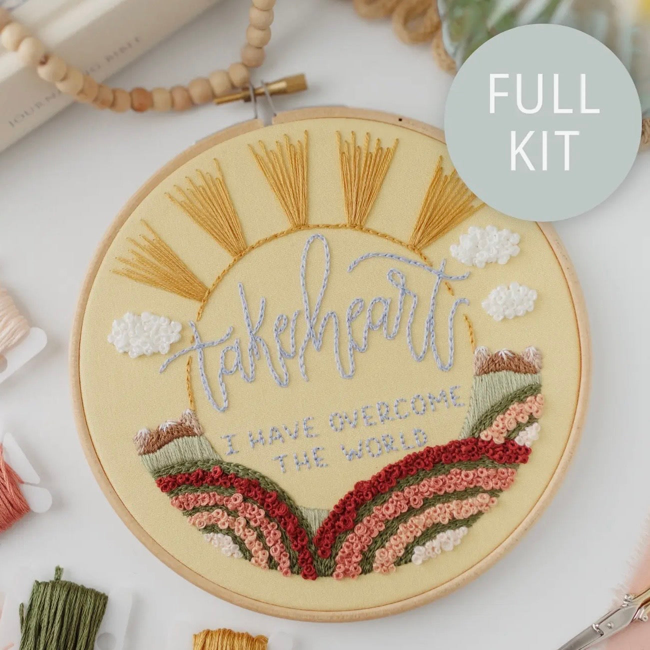 Embroidery Kit | "Take Heart, I Have Overcome the World"