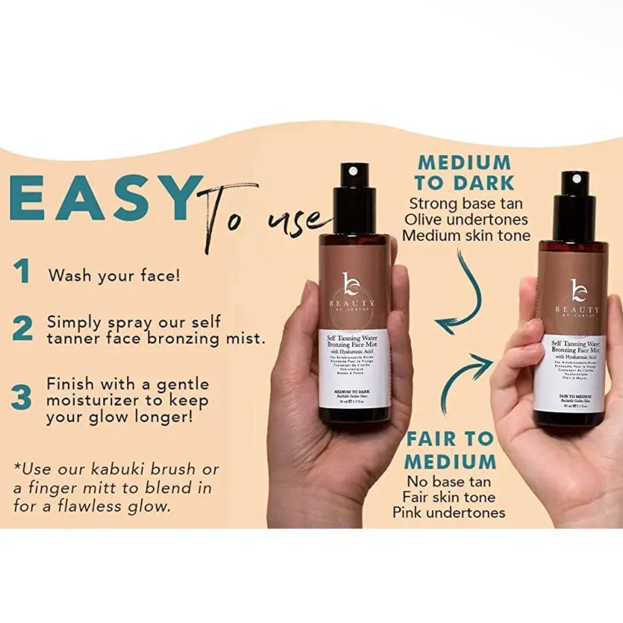 Beauty By Earth Self Tanning Water Bronzing
Face Mist | Medium To Dark