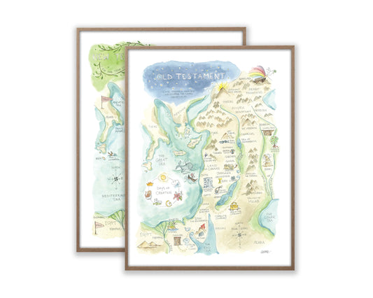 Elizabeth Wade Watercolor Bible Map Print 8x10