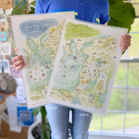 Elizabeth Wade Watercolor Laminated Bible Map